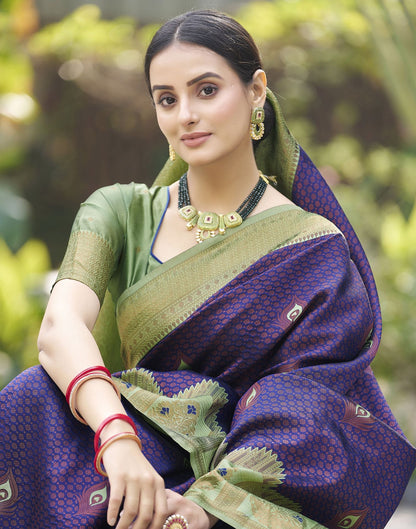 Pista Green Jacquard Silk Saree