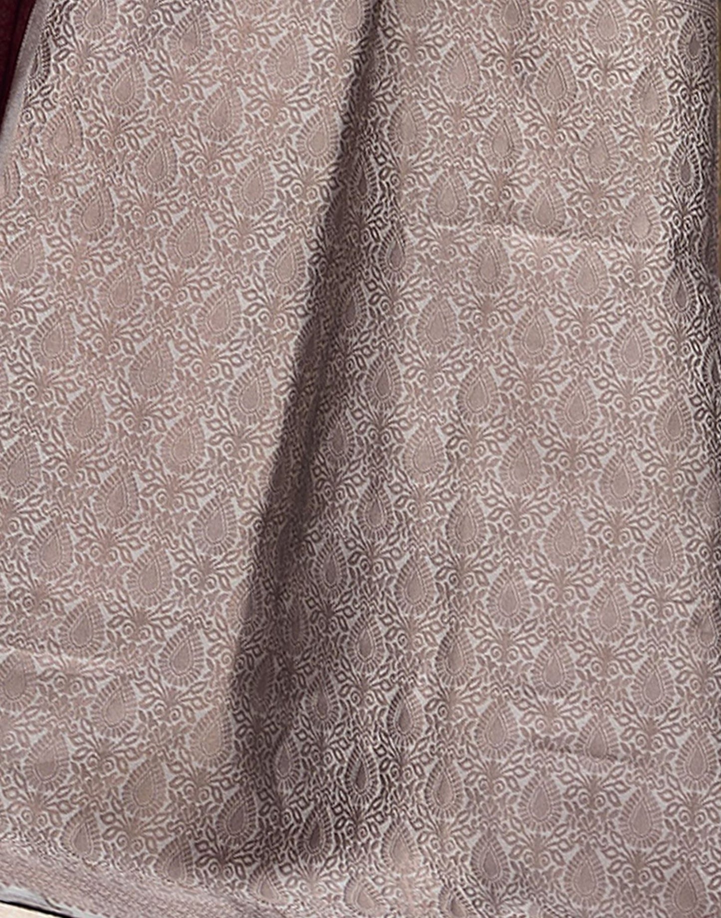 Light Grey & Brown Jacquard Silk Saree