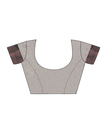 Light Grey & Brown Jacquard Silk Saree