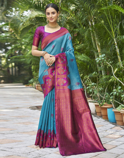 Dark Purple Jacquard Silk Saree