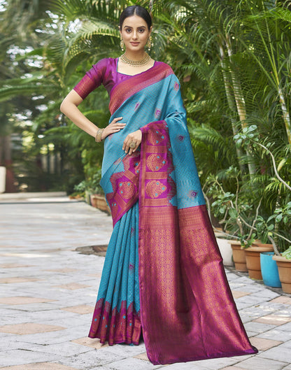 Dark Purple Jacquard Silk Saree
