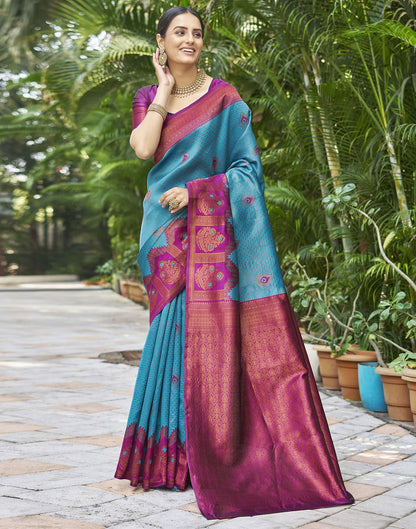 Dark Purple Jacquard Silk Saree