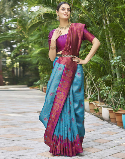 Dark Purple Jacquard Silk Saree