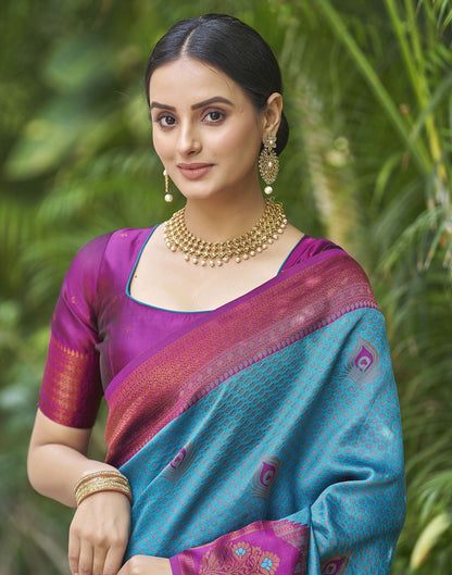 Dark Purple Jacquard Silk Saree