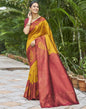 Yellow Jacquard Silk Saree