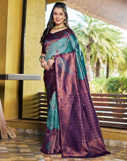 Rama Green Jacquard Silk Saree