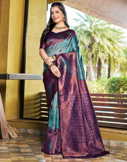 Rama Green Jacquard Silk Saree