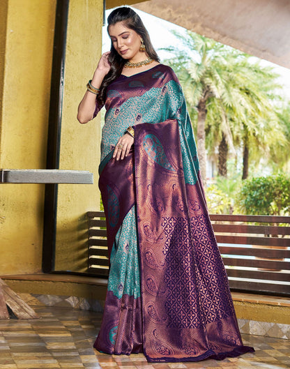 Rama Green Jacquard Silk Saree