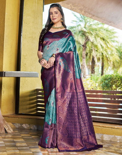 Rama Green Jacquard Silk Saree