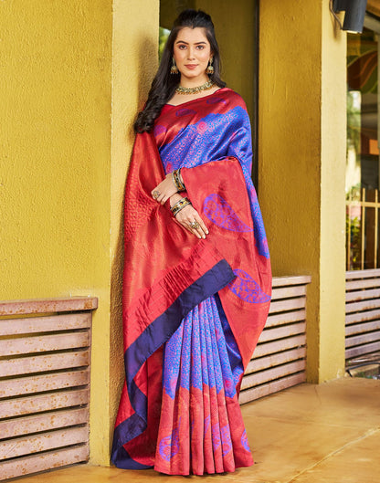 Royal Blue Jacquard Silk Saree