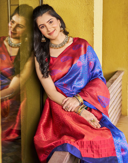 Royal Blue Jacquard Silk Saree