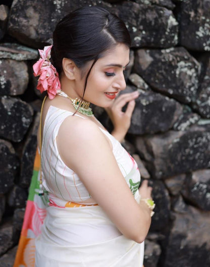 White Silk Woven Saree