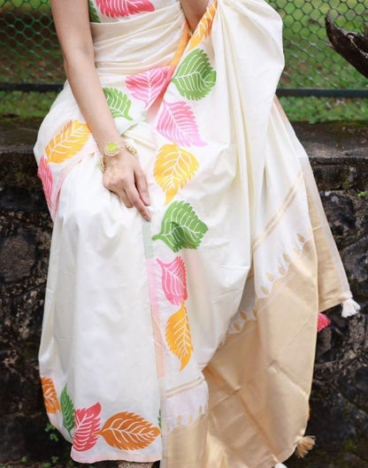 White Silk Woven Saree