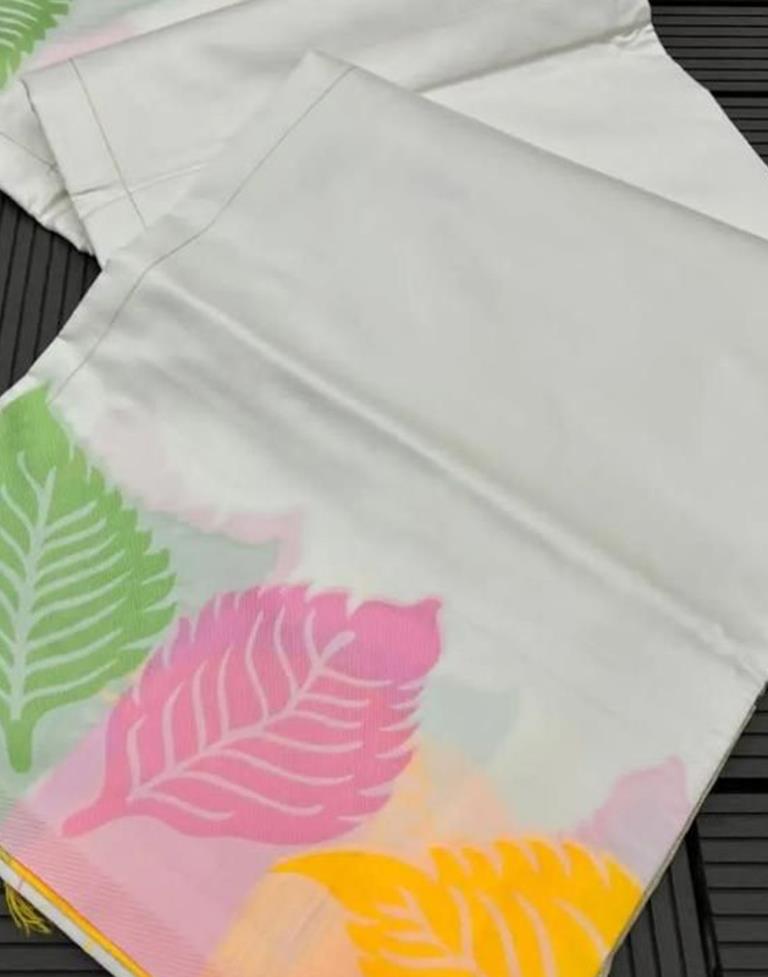 White Silk Woven Saree