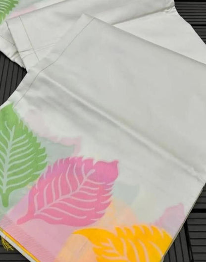 White Silk Woven Saree