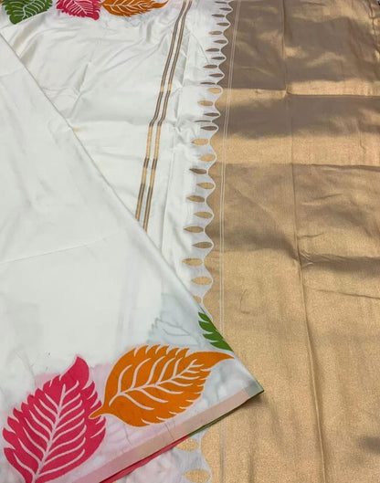 White Silk Woven Saree