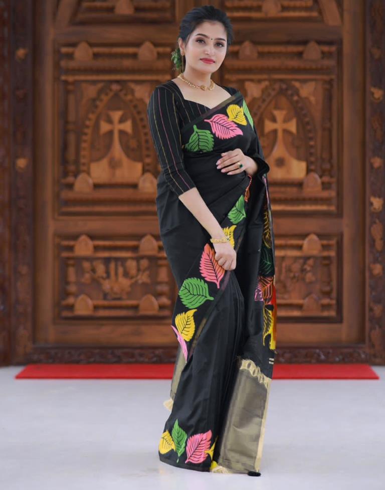 Black Silk Woven Saree