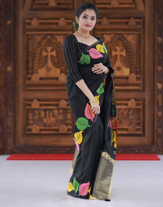 Black Silk Woven Saree