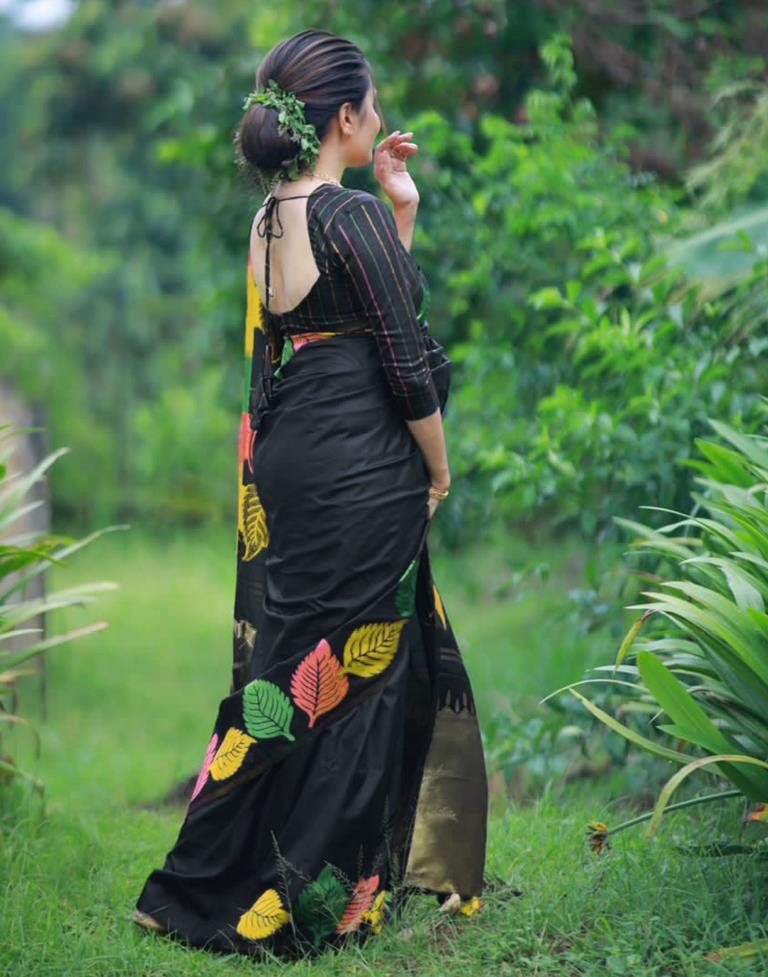 Black Silk Woven Saree