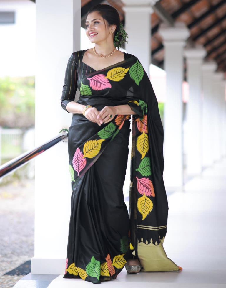Black Silk Woven Saree