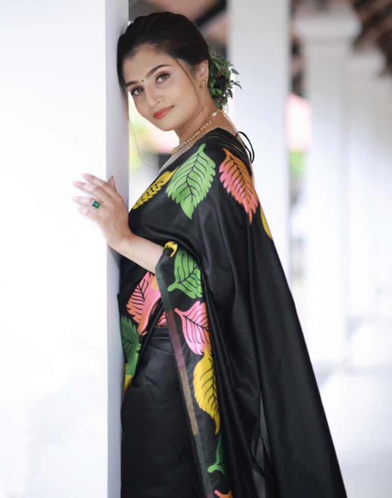 Black Silk Woven Saree