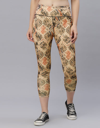 Beige Printed Track Pant | Leemboodi
