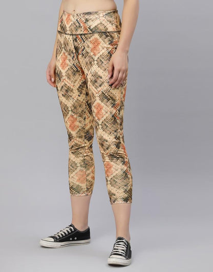 Beige Printed Track Pant | Leemboodi