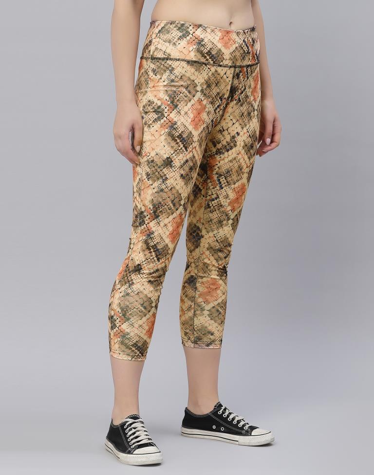 Beige Printed Track Pant | Leemboodi