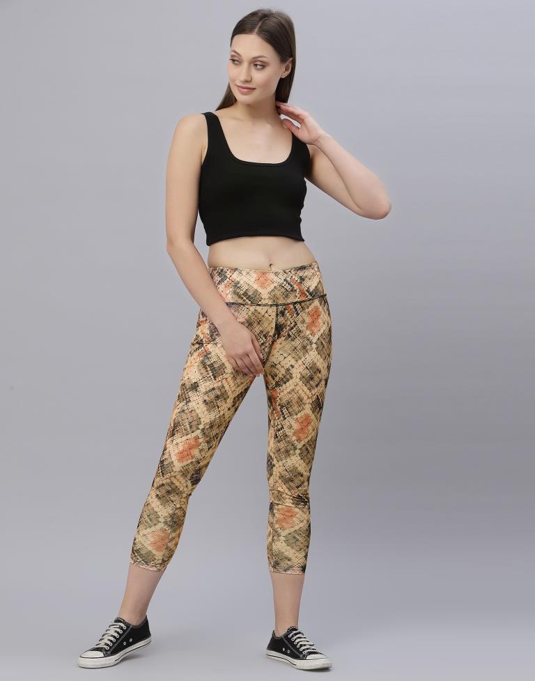 Beige Printed Track Pant | Leemboodi