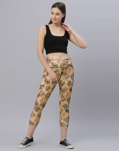 Beige Printed Track Pant | Leemboodi