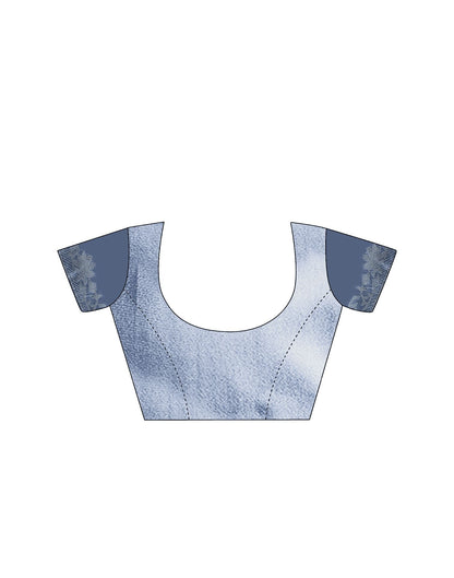 Grey Plain Georgette Saree