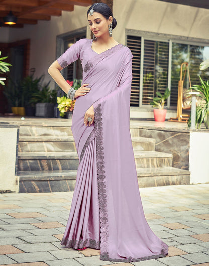 Lavender Plain Silk Saree