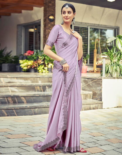 Lavender Plain Silk Saree