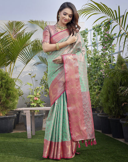 Rani Pink Jacquard Organza Saree