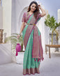 Turquoise  Jacquard Organza Saree
