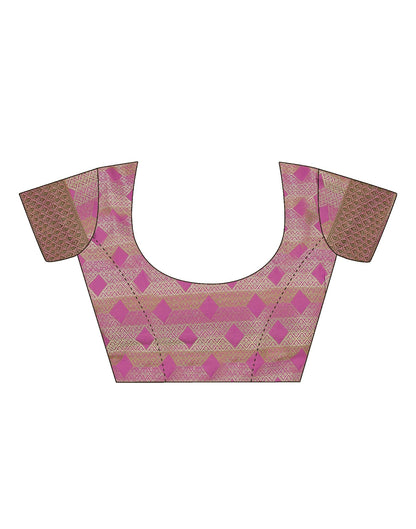 Yellow & Pink Jacquard Organza Saree