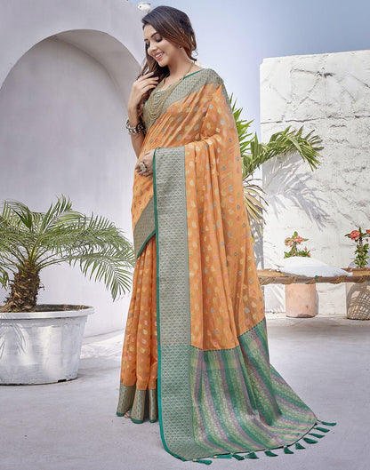 Orange Jacquard Organza Saree