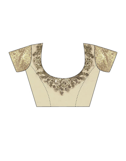 Off White Plain Silk Saree