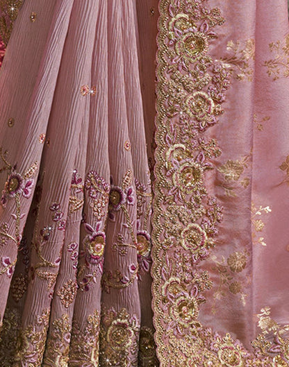 Light Pink Plain Silk Saree