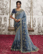 Dark Blue Plain Silk Saree