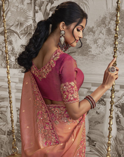 Pink Plain Silk Saree
