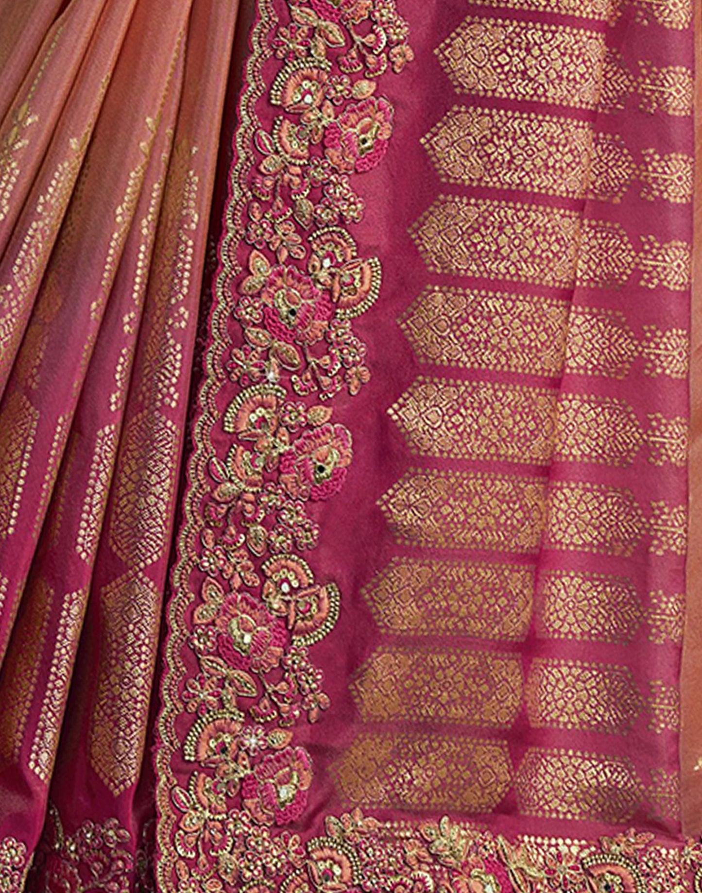Pink Plain Silk Saree