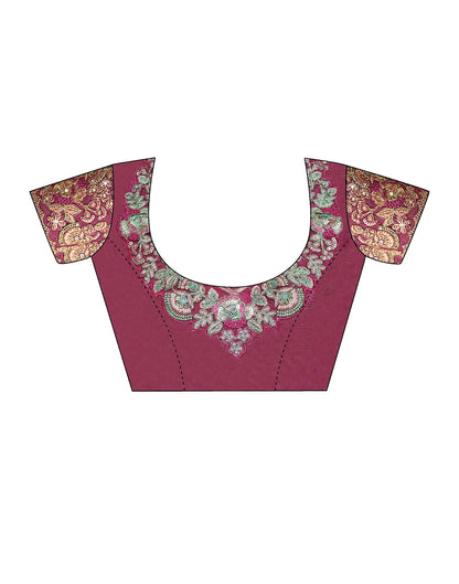 Pink Plain Silk Saree