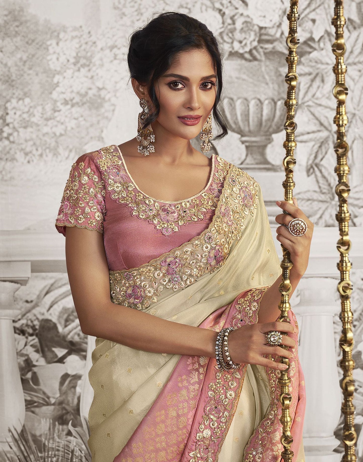 Pink Plain Silk Saree