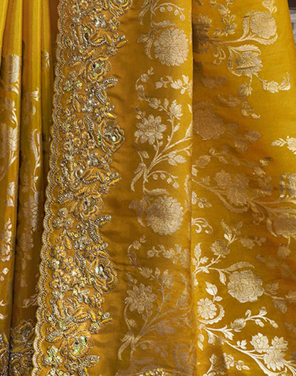 Yellow Plain Silk Saree