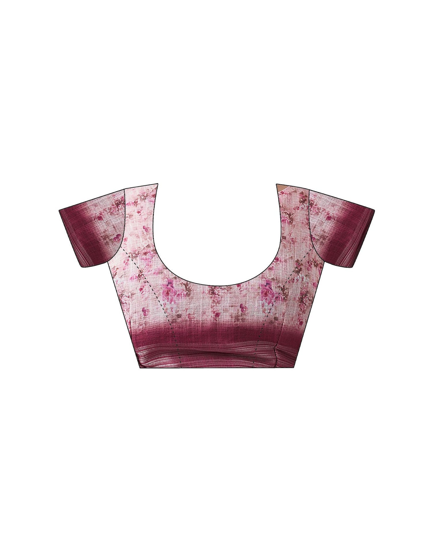 Light Pink (Peach) Printed Linen Saree