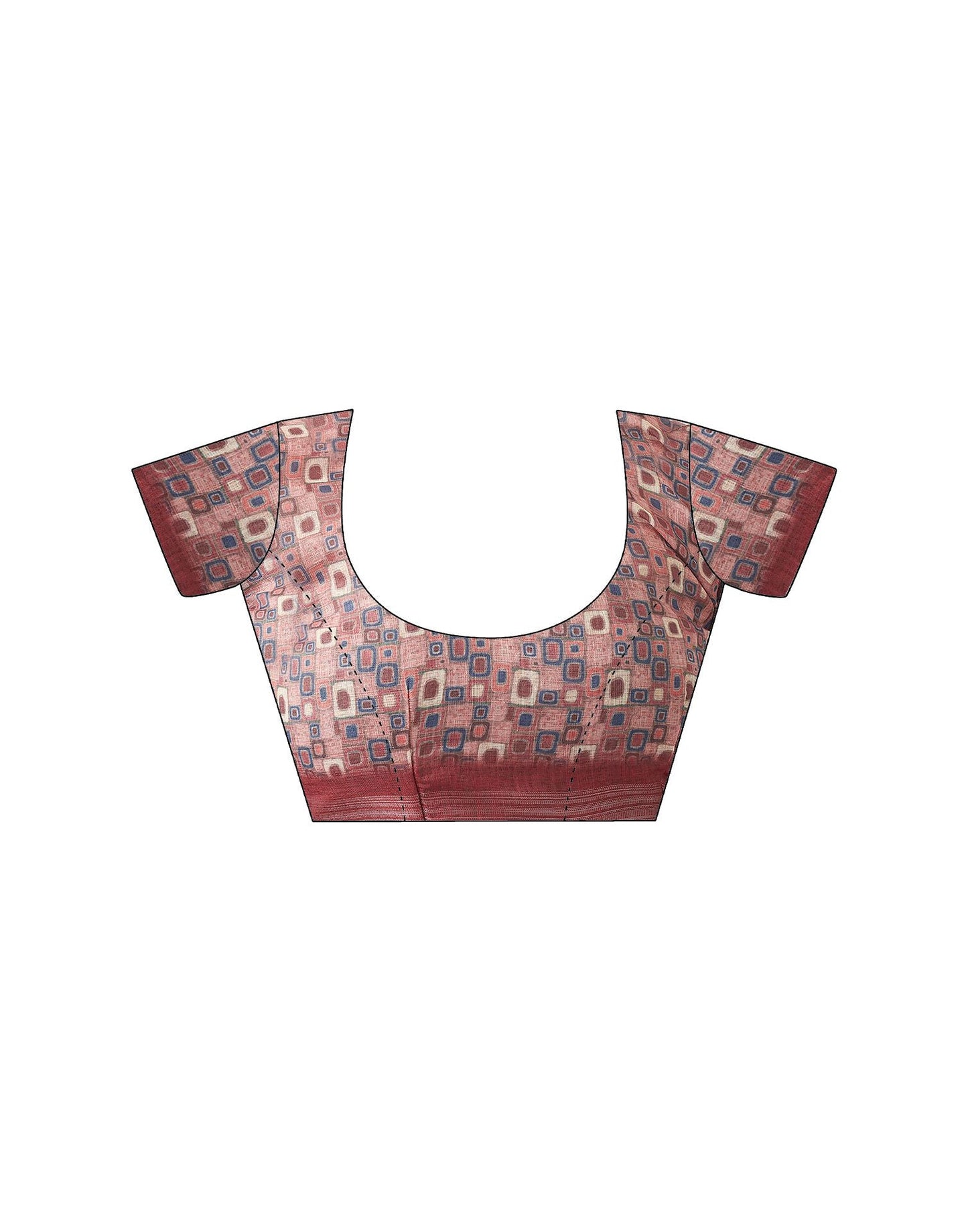 Multicoloured Printed Linen Saree