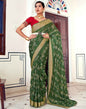 Green Printed Georgette Saree