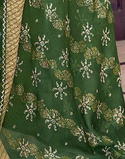 Green Printed Georgette Saree