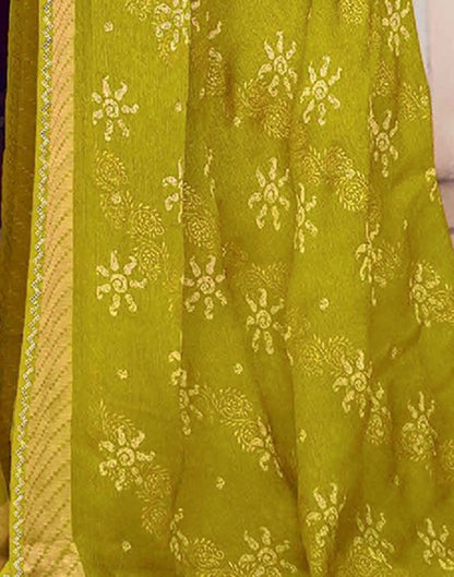 Pear Green Printed Georgette Saree